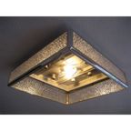 Vintage Plafondlamp, Plafonniere Met Kunststof Platen In Verchroomde Profielen, 71 X 71 Cm, Jaren thumbnail 7
