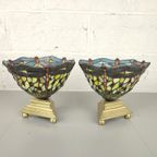 Duo Tiffany Lampen Op Bronzen Voeten thumbnail 2