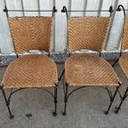 4 Wrought Iron Wicker Seat Dining Chairs From 1980 thumbnail 12
