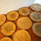 Mid-Century Gres Fondue Plates * Set Of 7 * Hot Pot Plates * 1970S * Longchamp * Sandstone Cermamic thumbnail 4