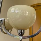 Lamp Hanglamp Art Deco 1930 4 Arms Met Gele Schalen Verchroomd thumbnail 7