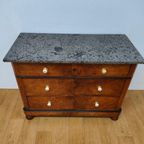 Vintage Frans Dressoir Commode Ladekast Badkamermeubel Met Marmer Blad 811 thumbnail 3