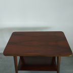 Vintage Plantentafel Bijzettafel Trolley Met Messing Inlay En Wieltjes thumbnail 10