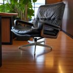Vintage Zwart Lederen Fauteuil / Eenzit Andre Vandenbeuck thumbnail 2