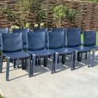 Vintage Cassina Cab Stoel By Mario Bellini In Blauw Leer thumbnail 13