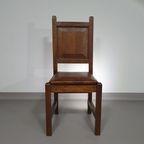 6 X Brutalist Solid Oak Chairs Mid Century thumbnail 7