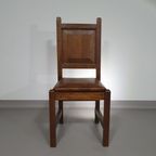 6 X Brutalist Solid Oak Chairs Mid Century thumbnail 7