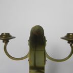 Set Van 2 Messing Art Nouveau Kandelaar, Rond 1910 thumbnail 20