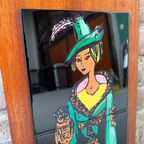 Mid Century Vrouwelijke Robin Hood, Vintage Wanddecoratie, Hout Met Tegels Jaren 60 thumbnail 7