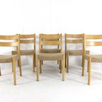 Set 6 Emc Mobler Deense Stoelen Eetkamestoelen Vintage Eiken thumbnail 8