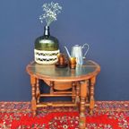 Antieke Engelse Hangoor Tafel Met Groen Leer Ingelegd Blad thumbnail 4