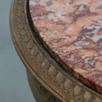 Antieke Franse Ronde Brocante Bijzettafel Met Een Goudkleurig Houten Frame thumbnail 8