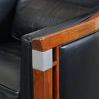Mooie Zwarte Rundleren En Houten Art Deco Design Fauteuil Van Schuitema Uit De Decoforma Serie thumbnail 10