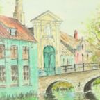 Charmant Schilderij Aquarel Begijnhof Brugge Verhaeghe 1989 thumbnail 10