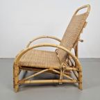 Vintage Boho Rotan Ligstoel Lounge Chair '60 Verstelbaar thumbnail 5