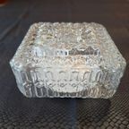 Vintage Glas Plafond Lamp, Plafoniere, Helder Reliëf Glas thumbnail 18