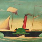 Vintage Beschilderd Paneel Met Schip thumbnail 3