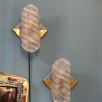 2X Vintage Hillebrand Wandlampen Wandlamp Glas Messing thumbnail 3