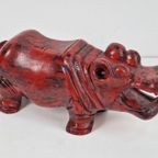 Vintage Rode Houten Hippo Nijlpaard ’70 Sculptuur Exotisch thumbnail 5