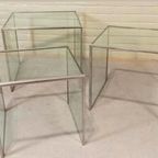 Vintage Glas En Chrome Mimiset Nesting Tables Bijzettafels thumbnail 9