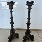Vintage Koperen Kerk Kandelaars (2 Stuks) thumbnail 2