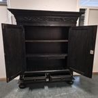 Antieke Kast Zwarte Kast Boekenkast Broodkast Wandkast Tv thumbnail 5