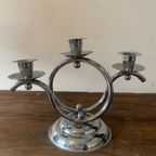 Art Deco 1930S Demeyere Chrome Candlesticks, Belgium thumbnail 12