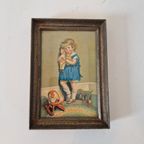 Vintage Druk Prentje Achter Glas In Lijst Schilderijtje thumbnail 2
