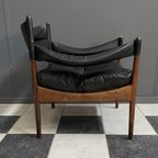 Kristian Vedel Rosewood & Leather ‘Modus’ Lounge Chair For Søren Willadsen Incl Ottoman thumbnail 4