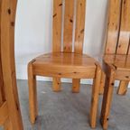 Vintage Brutalist Chapo Stijl Grenen Eetkamer Stoelen thumbnail 5