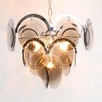 Vintage Hanglamp 6 Lichtpunten Rookglazen Schijven thumbnail 9