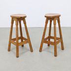 2x Barkruk Pinewood 1970 Vintage thumbnail 4