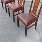 Set Van 3 Art Deco Amsterdamse School Eetkamerstoelen thumbnail 8