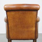 Karaktervolle En Comfortabele Cognac-Kleurige Vintage Schapenleren Armchair thumbnail 6