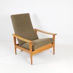 Vintage Deense Relax Fauteuil Verstelbaar | Groene Stoel thumbnail 2