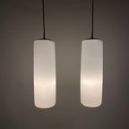 Enorme Zeldzame Hanglamp Van Mat WIT Glas Van Peill En Putzler Xl 1960 thumbnail 2