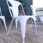 4 Tolix Style Eetkamerstoelen Vintage Design Witte Stoelen thumbnail 6