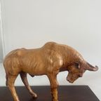 Leren Stier. Leren Dier. Vintage Lederen Dier. Stier thumbnail 7