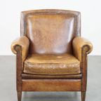 Comfortabele, Karaktervolle Fauteuil/armchair Gemaakt Van Schapenleer Met Een Leuk Design thumbnail 3