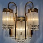 Vintage Art Deco Stijl Wandlamp Opaline Staafjes Italiaans thumbnail 5