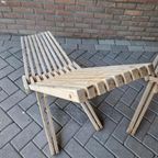 Set 2 Lounge Fauteuils Lattenbank Ligstoelen Tuinstoelen thumbnail 9