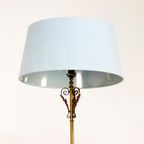 Antieke Staande Engelse Vloerlamp Roodkoper En Messing thumbnail 5