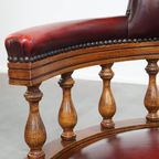 Rode Rundleren In Hoogte Verstelbare Chesterfield Bureaustoel In Engelse Stijl thumbnail 11