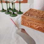 Vintage Taartschep Zilverkleurig Roze Handvat thumbnail 2
