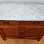 Vintage Frans Dressoir Commode, Ladekast Badkamermeubel Met Marmer Blad 110 thumbnail 9