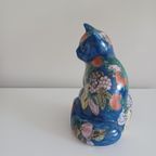 Handgeschilderd Keramische Kat. Vintage Chinoiserie. thumbnail 6