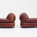 Set Sapporo Italiaanse Leren Fauteuils Mobil Girgi Jaren 70 thumbnail 10