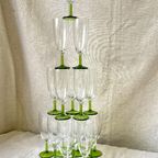 6x Vintage Champagne Glazen Met Groene Voet, Reliving thumbnail 8