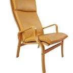 Vintage Fauteuil Mosterd Geel Leer Leather Chair Ostergaard thumbnail 6