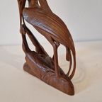 Teakhouten Artdeco Vogel Beeld Vintage Beeld thumbnail 10